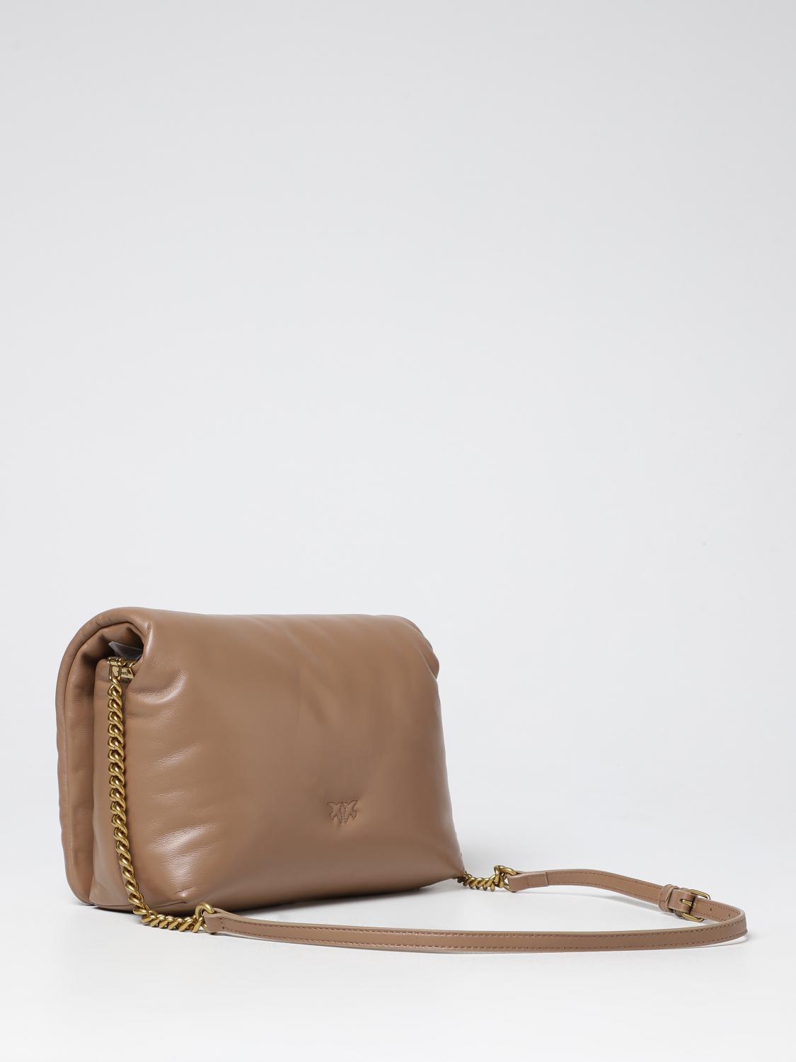 PINKO BORSA A TRACOLLA: Borsa Love Click Pinko in nappa padded, Beige - Img 2