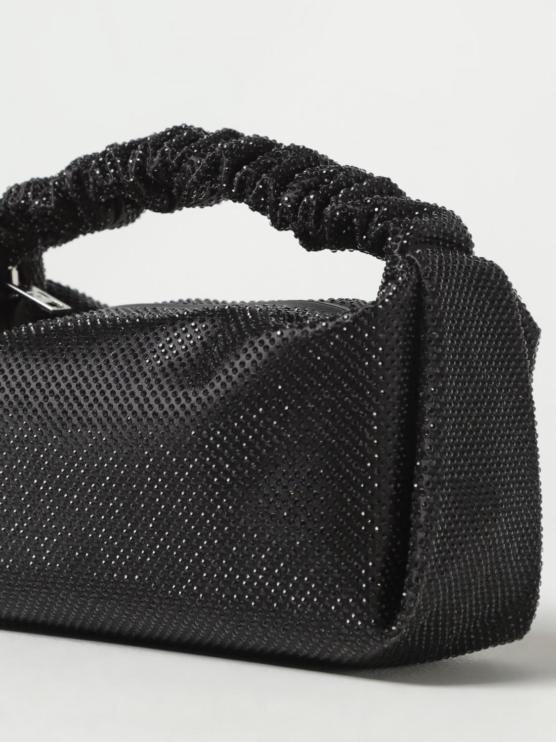 ALEXANDER WANG BORSA MINI: Borsa Scrunchie Alexander Wang in raso con strass all over, Nero - Img 3