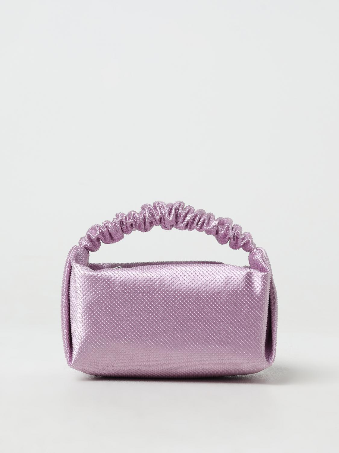 ALEXANDER WANG BORSA MINI: Borsa Scrunchie Alexander Wang in raso con strass all over, Viola - Img 1