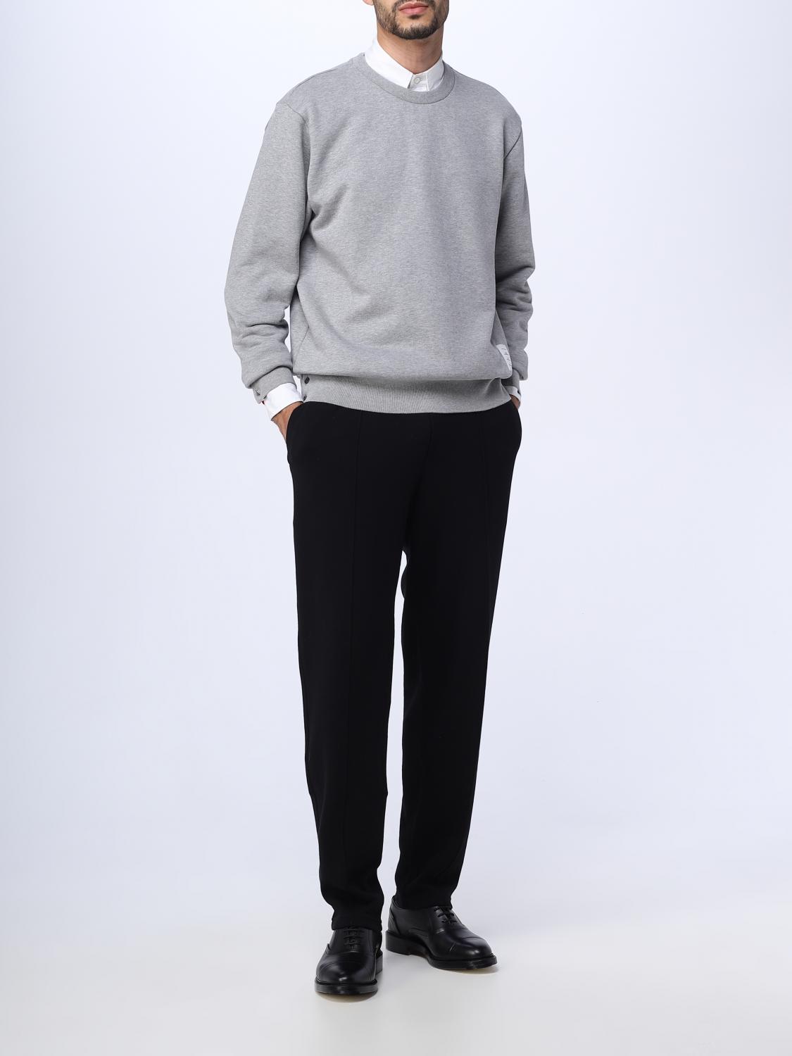 THOM BROWNE 17AW 刺繍 スウェット Thom Browne Classic 4 Bar Loopback Sweatshirt Dark Grey at