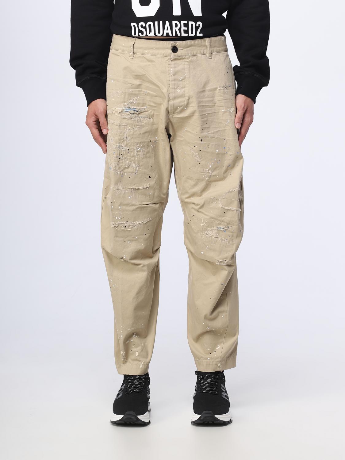 DSQUARED2 PANTS: Dsquared2 pants in used effect cotton, Beige - Img 1