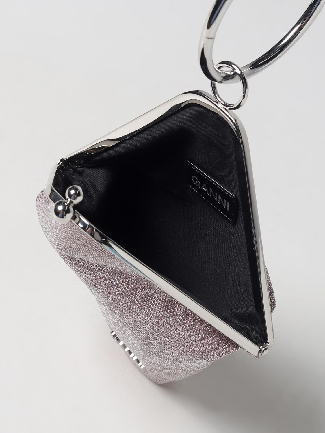 GANNI BORSA MINI: Clutch Diamond Bangle Ganni in tessuto riciclato lamè, Viola - Img 3