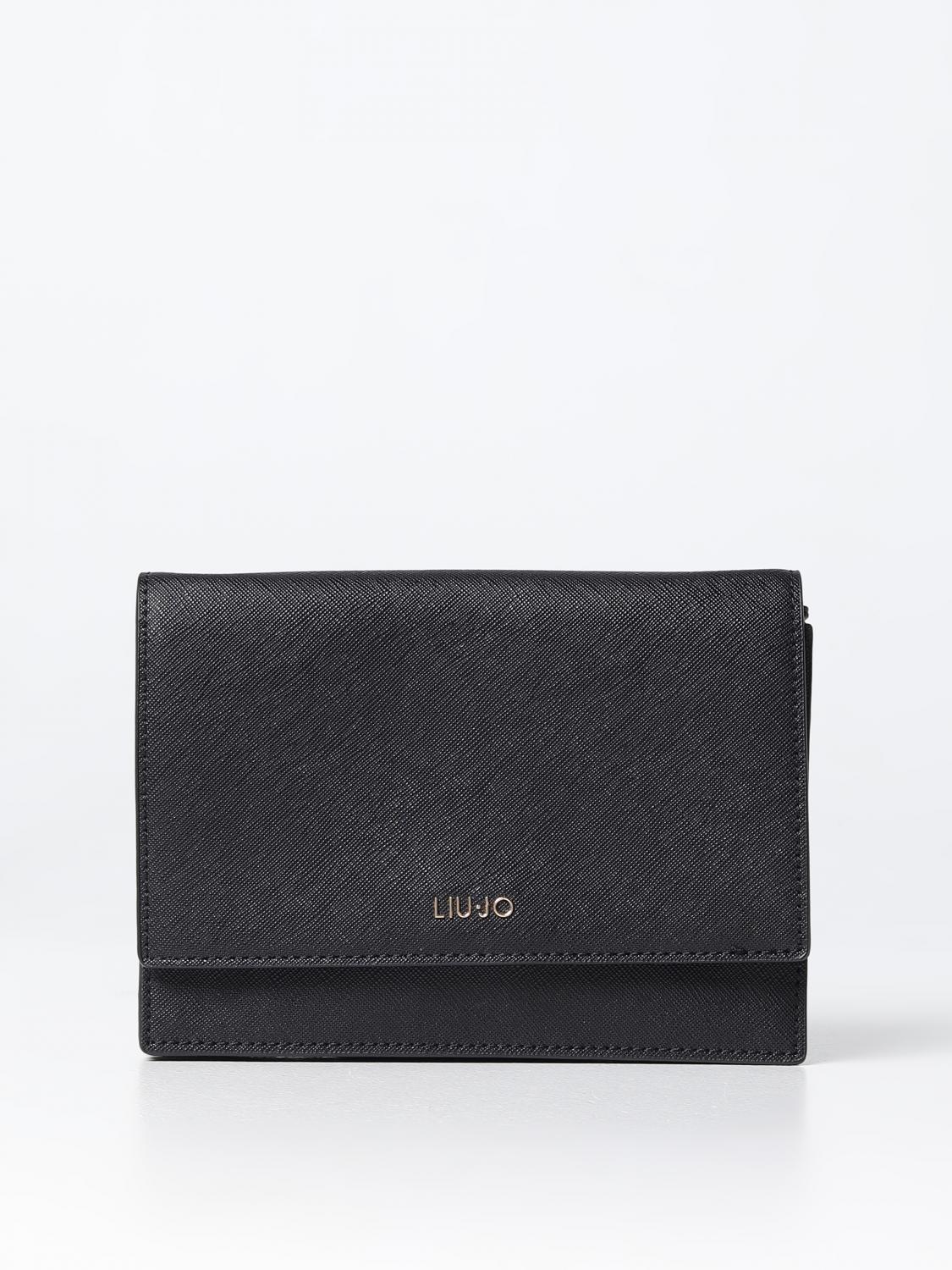 LIU JO BORSA A MANO: Borsa wallet Caliwen Liu Jo in pelle sintetica saffiano, Nero - Img 1