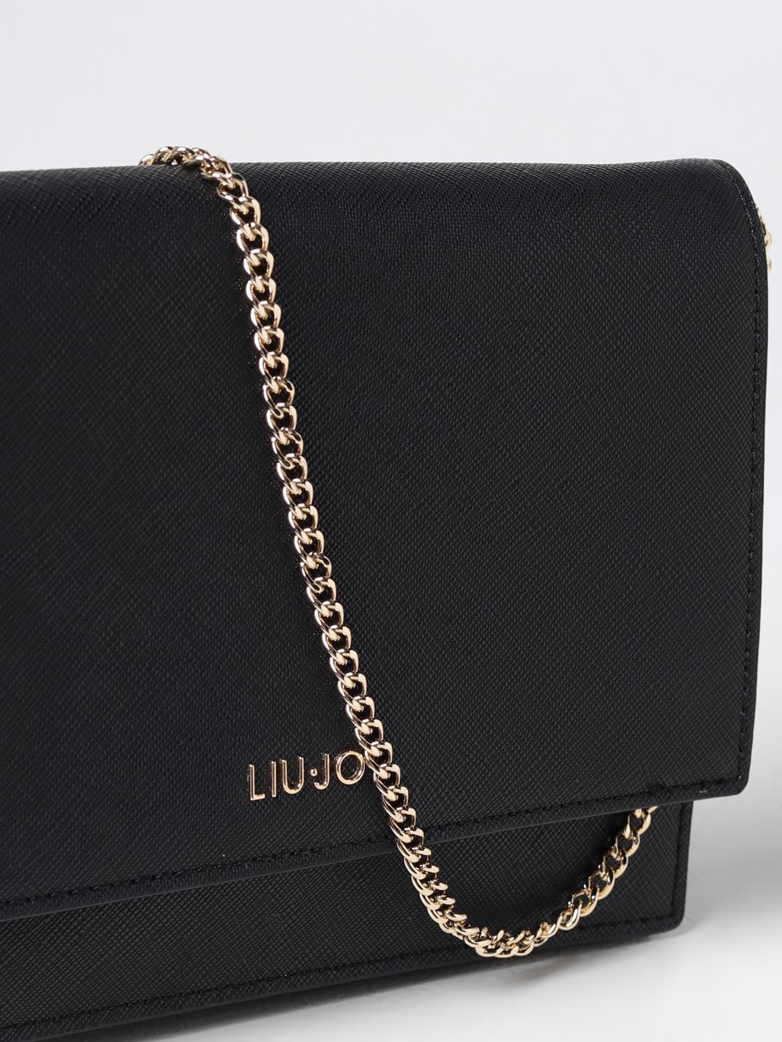 LIU JO BORSA A MANO: Borsa wallet Caliwen Liu Jo in pelle sintetica saffiano, Nero - Img 3