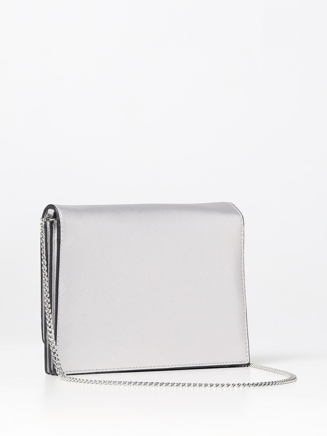 LIU JO BORSA A MANO: Borsa wallet Caliwen Liu Jo in pelle sintetica saffiano, Argento - Img 2