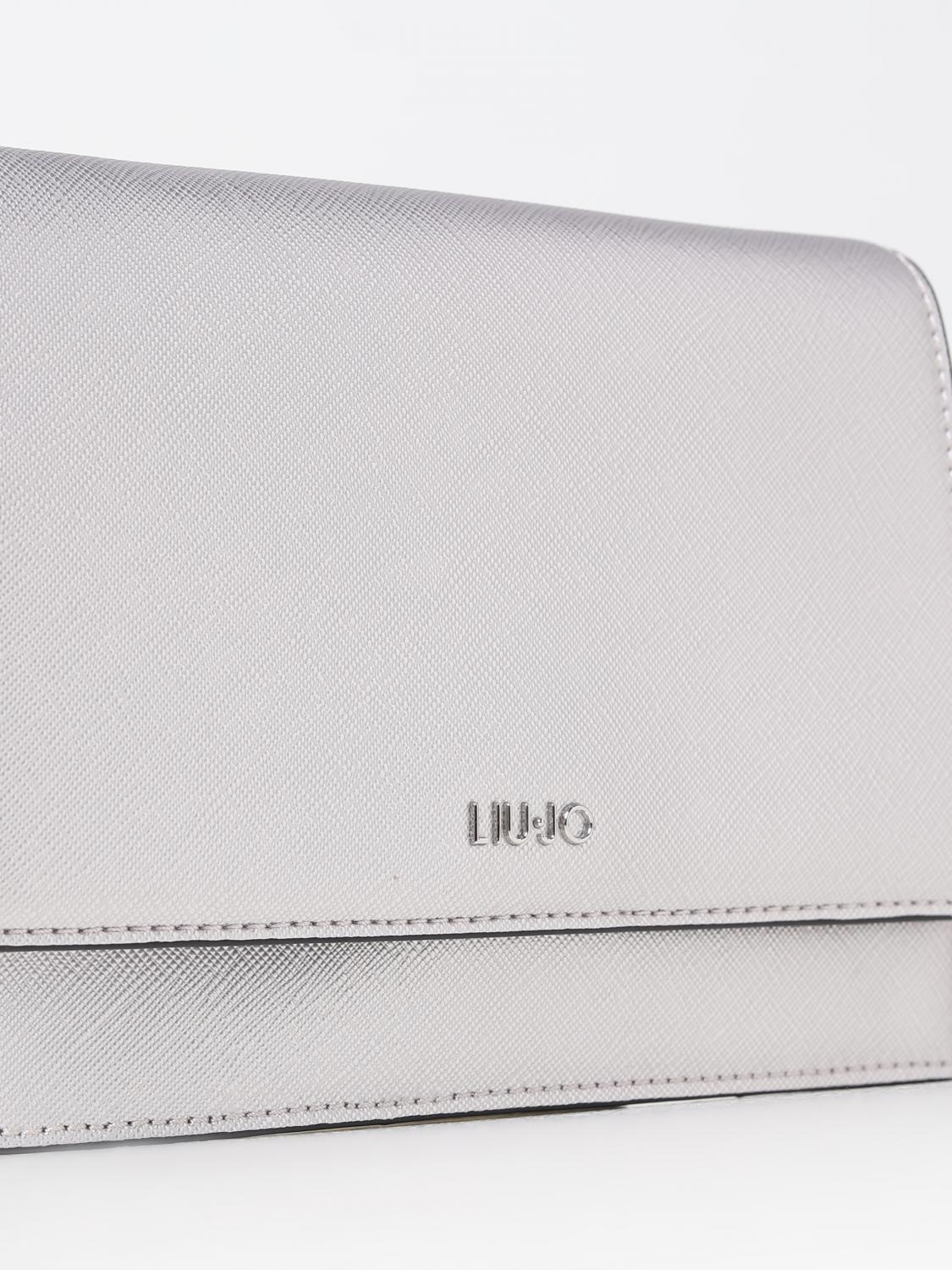 LIU JO BORSA A MANO: Borsa wallet Caliwen Liu Jo in pelle sintetica saffiano, Argento - Img 3