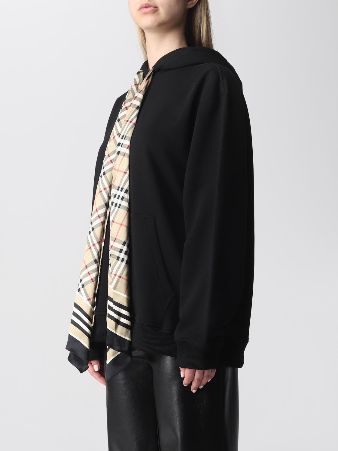 BURBERRY SWEATSHIRT: Burberry sweatshirt in organic cotton with scarf detail, Black - Img 4