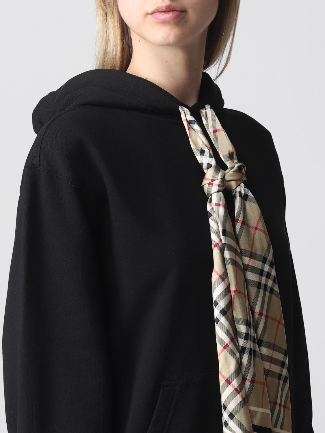 BURBERRY SWEATSHIRT: Burberry sweatshirt in organic cotton with scarf detail, Black - Img 5