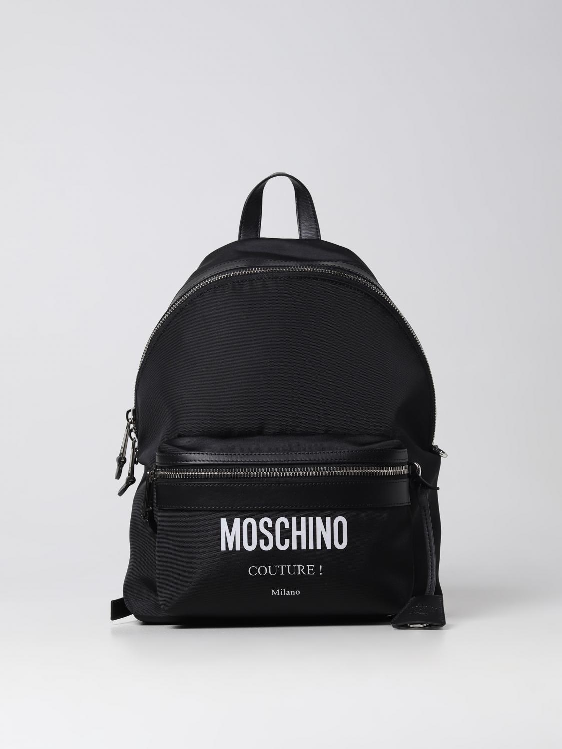 MOSCHINO COUTURE BACKPACK: Moschino Couture backpack in nylon with printed logo, Black - Img 1