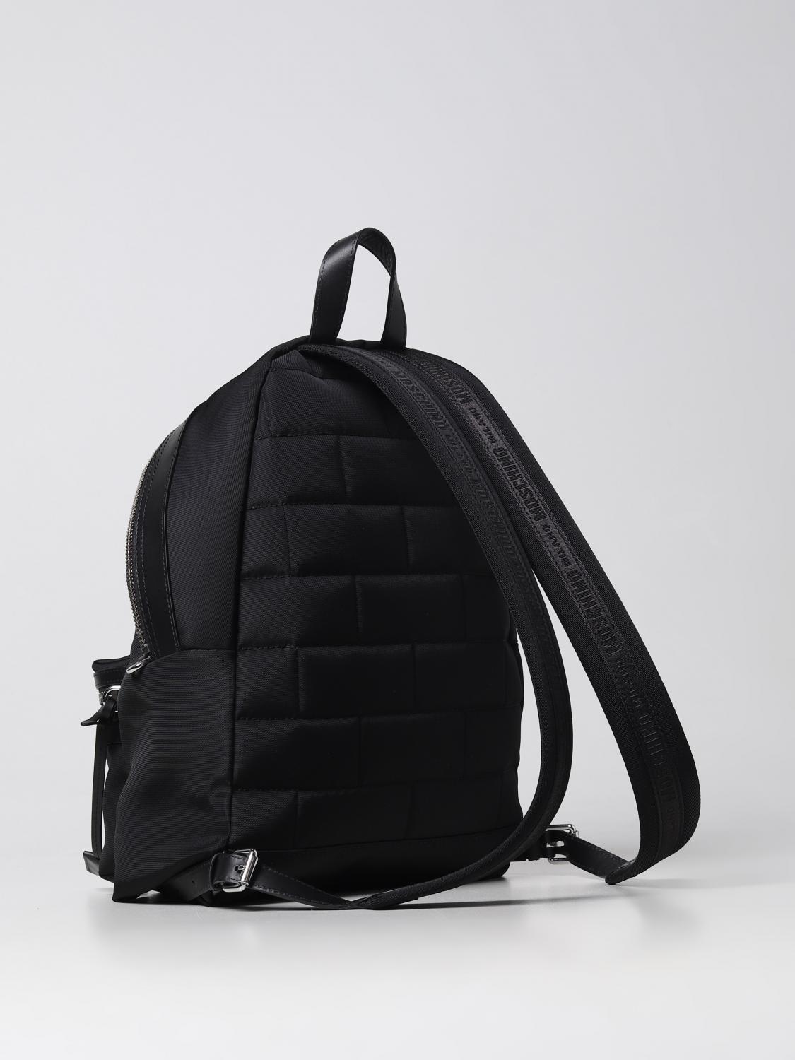 MOSCHINO COUTURE BACKPACK: Moschino Couture backpack in nylon with printed logo, Black - Img 2