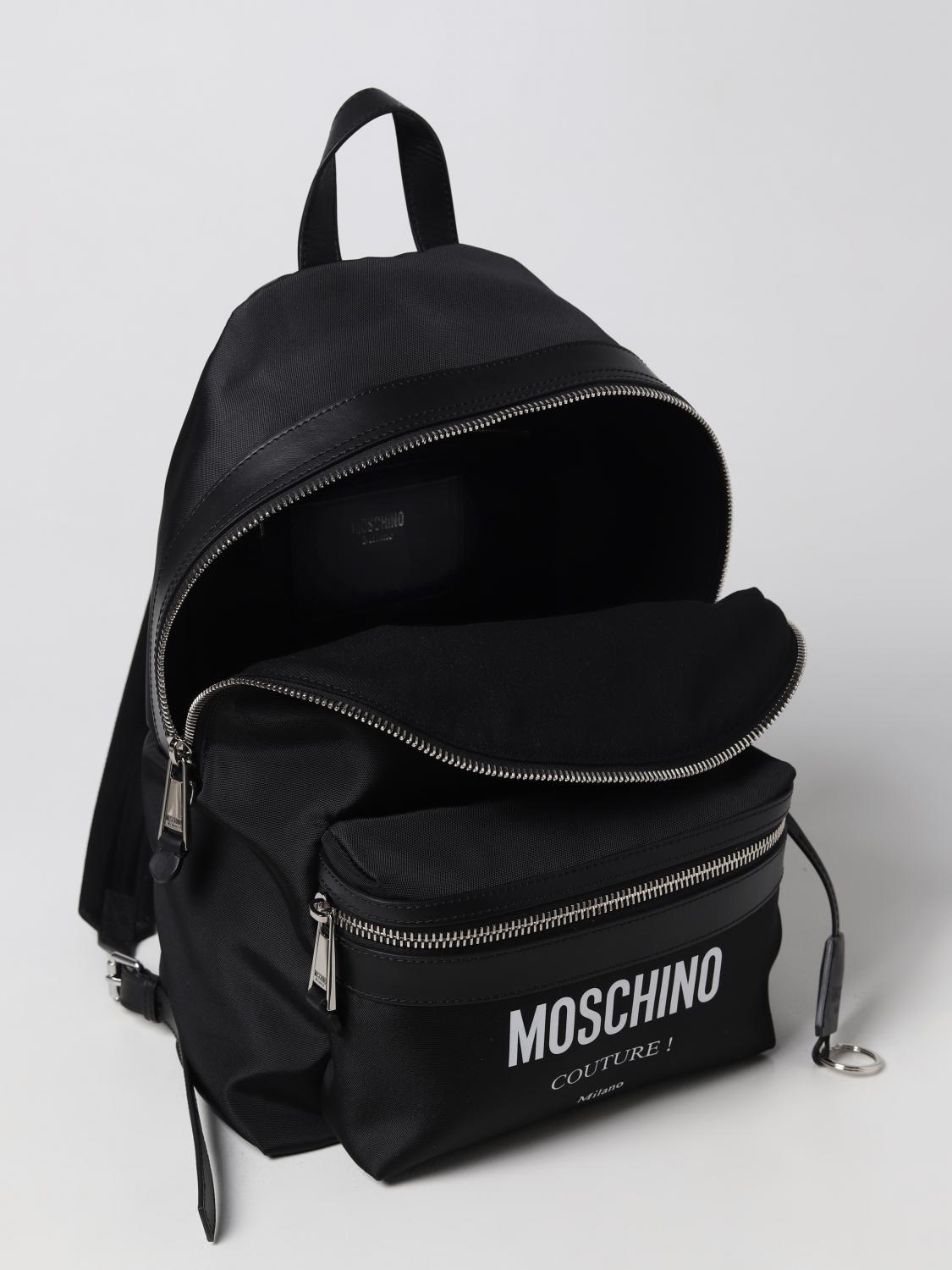 MOSCHINO COUTURE BACKPACK: Moschino Couture backpack in nylon with printed logo, Black - Img 4