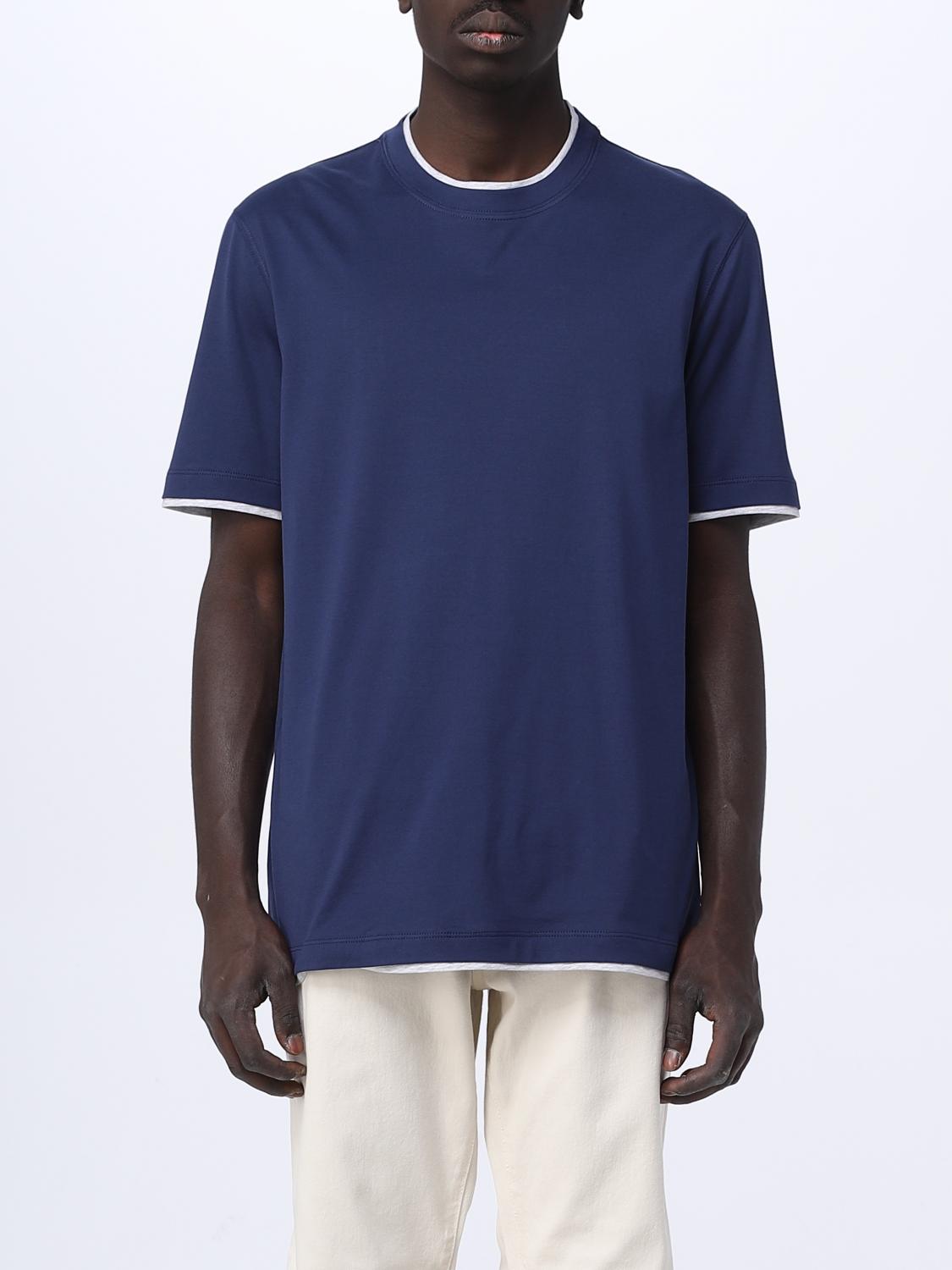 Brunello Cucinelli Men Silk And Cotton T-Shirt