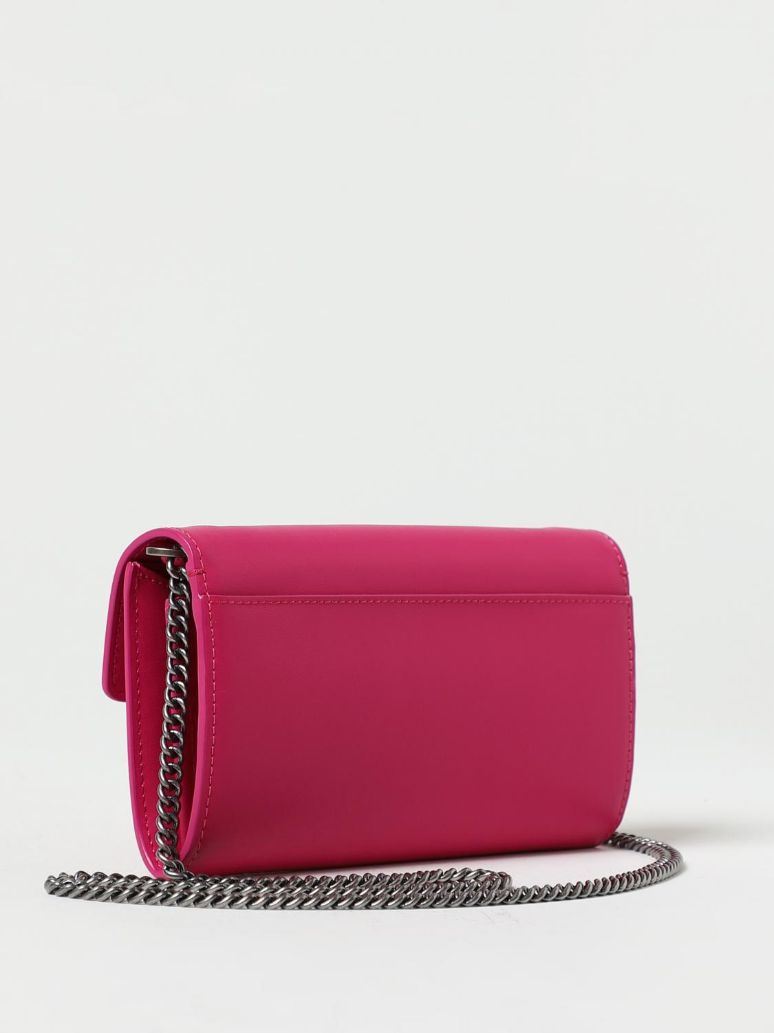 PINKO BORSA MINI: Borsa wallet Love One Pinko in pelle con strass, Fuxia - Img 2