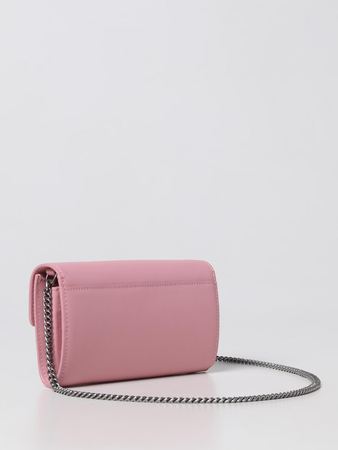 PINKO BORSA MINI: Borsa wallet Love One Pinko in pelle con strass, Rosa - Img 2