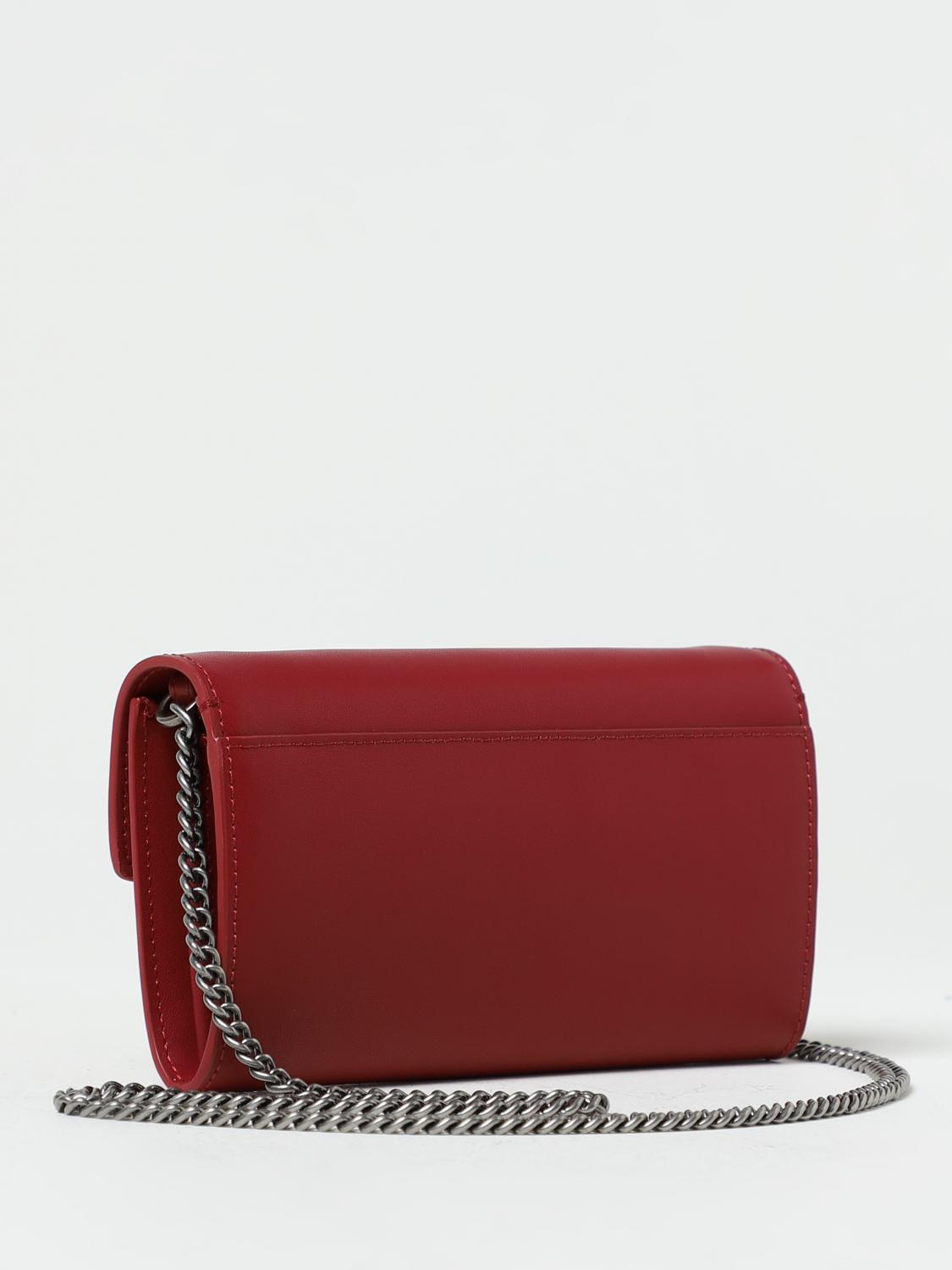 PINKO BORSA MINI: Borsa wallet Love One Pinko in pelle con strass, Rosso - Img 2