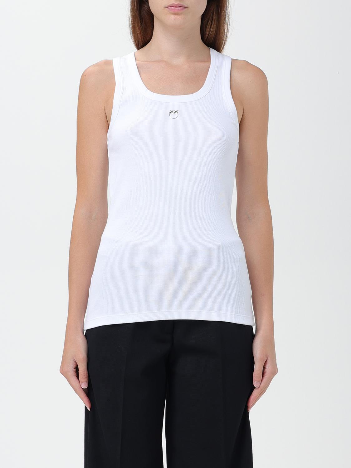 PINKO T-SHIRTS: Top Pinko in cotone a costine, Bianco - Img 1