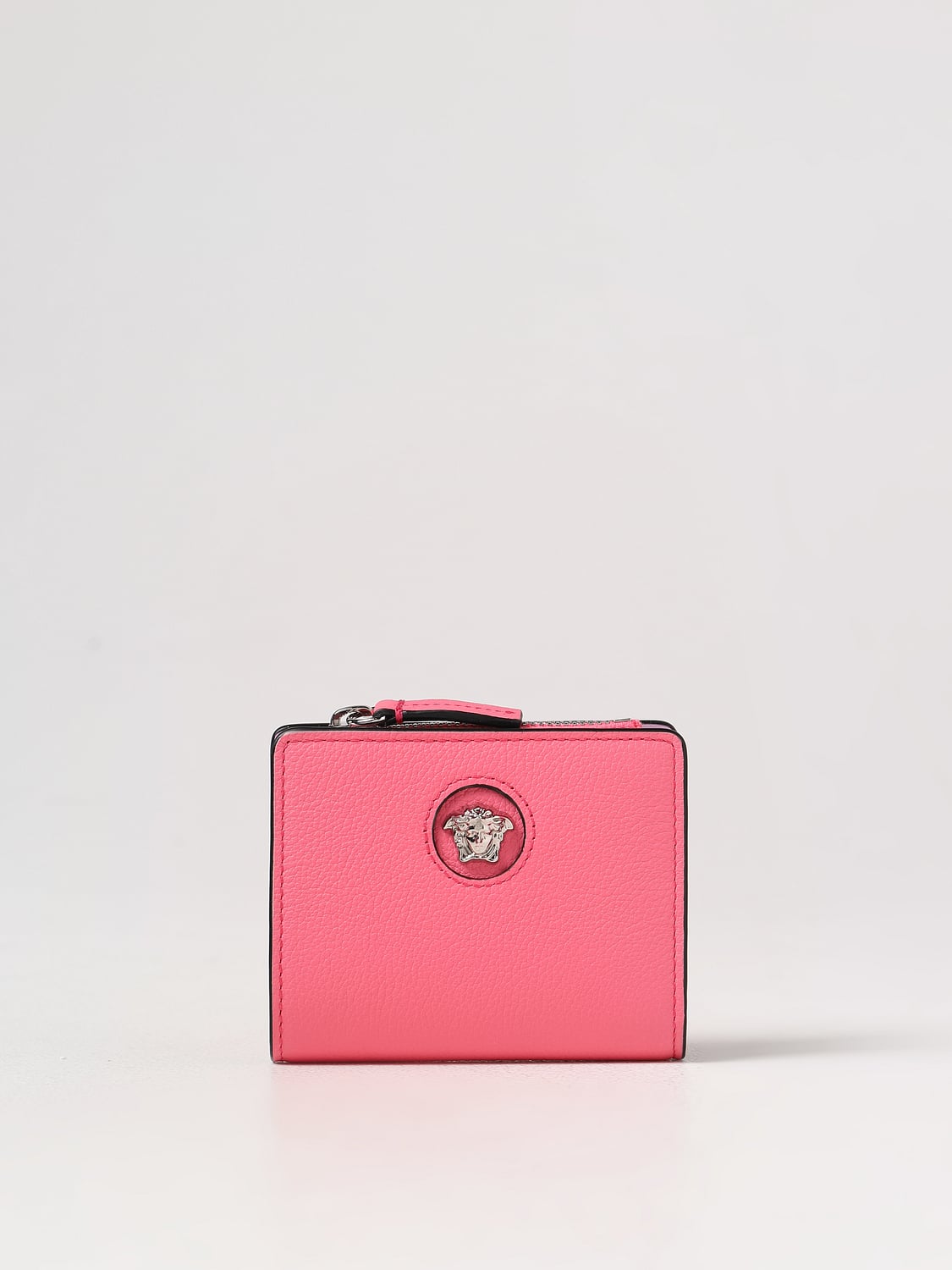 VERSACE PORTAFOGLIO: Portafoglio Versace in pelle a micro grana, Fuxia - Img 1