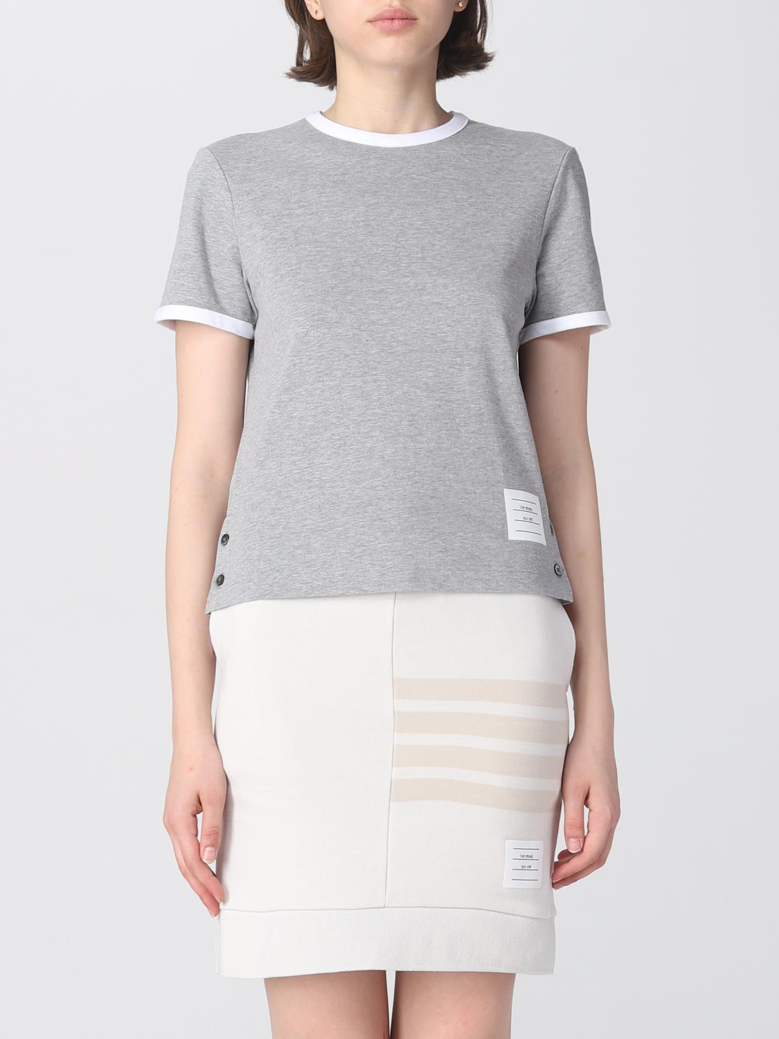 Tシャツ・カットソー THOM BROWNE Woman T-Shirt Grey FJS075A00042 055 Thom Browne Outlet: cotton t-shirt - Grey | Thom Browne t