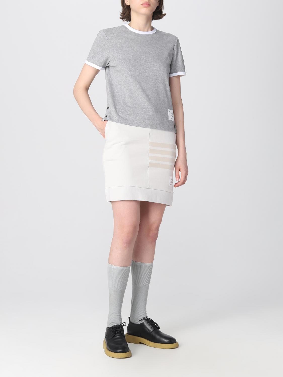 Tシャツ・カットソー THOM BROWNE Woman T-Shirt Grey FJS075A00042 055 Thom Browne Outlet: cotton t-shirt - Grey | Thom Browne t
