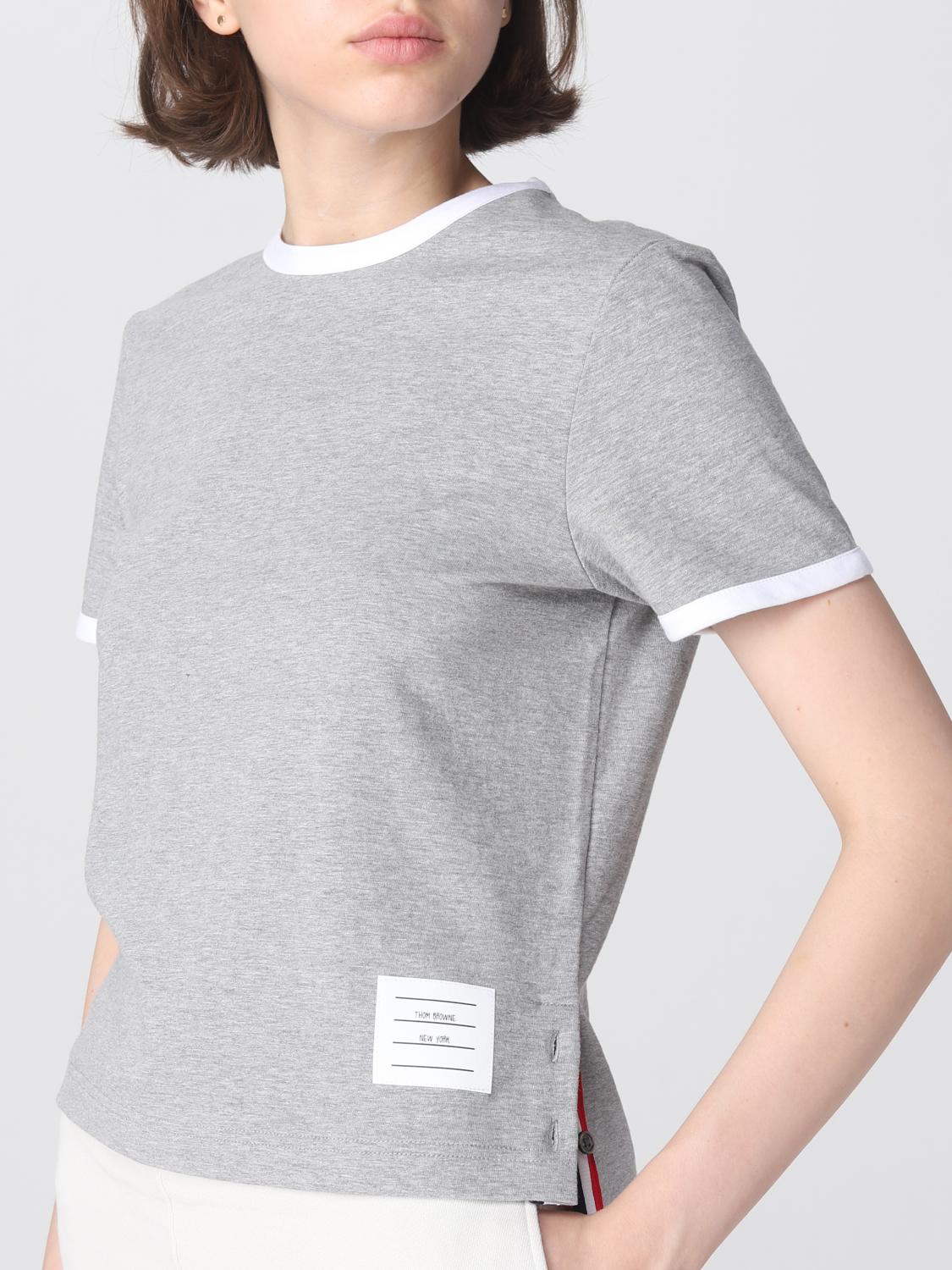 Tシャツ・カットソー THOM BROWNE Woman T-Shirt Grey FJS075A00042 055 Thom Browne Outlet: cotton t-shirt - Grey | Thom Browne t