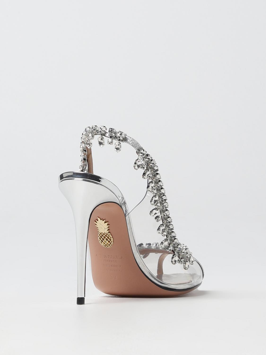 サンダル・ミュール AQUAZZURA Women Sandals TEMFLAS0 SYFCCC Silver Scintilla Crystal Sandal 95 SILVER Aquazzura@ Official