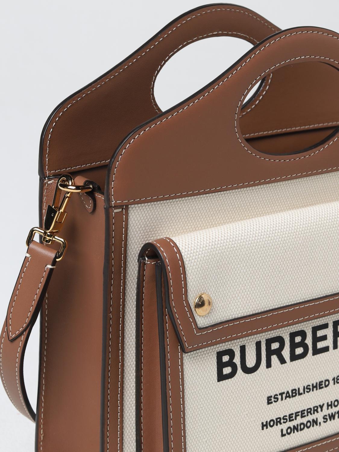 ハンドバッグ BURBERRY Woman Handbag Brown 8039361 BURBERRY: Pocket bag in canvas and leather - Brown