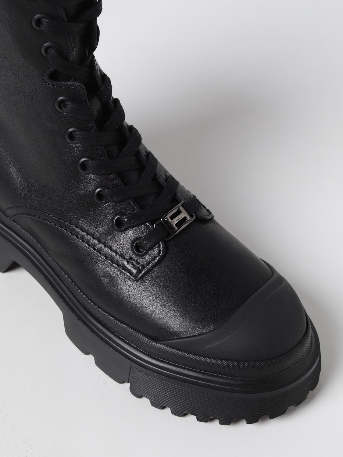 ショートブーツ・ブーティ HOGAN Woman Flat ankle boots Black HXW6190EO40RWW B999 HOGAN: H619 leather ankle boots - Black | Hogan flat ankle