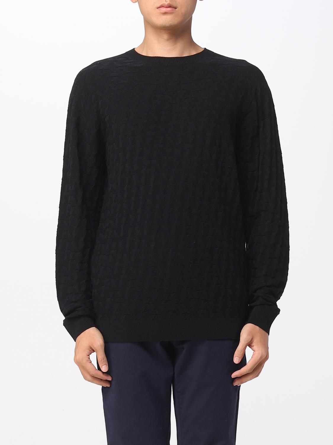 GIORGIO ARMANI MAGLIA: Maglione Giorgio Armani in lana vergine jacquard, Nero - Img 1