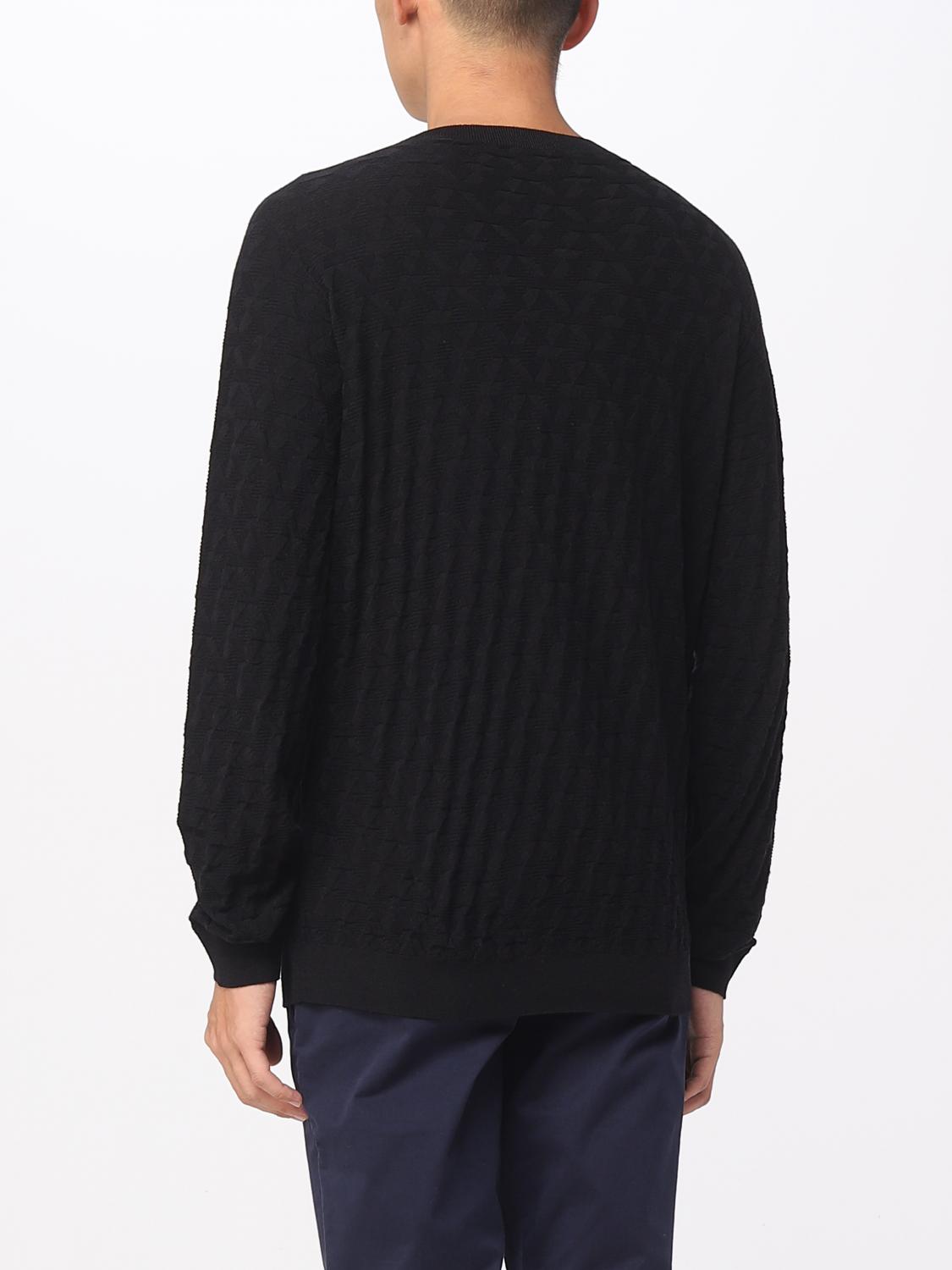 GIORGIO ARMANI MAGLIA: Maglione Giorgio Armani in lana vergine jacquard, Nero - Img 2