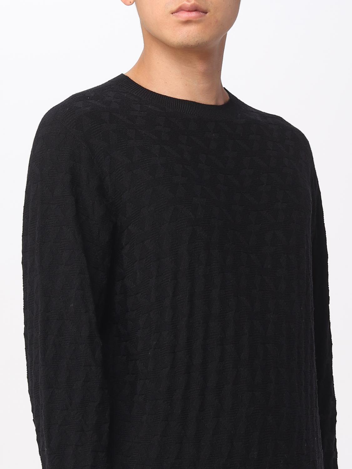 GIORGIO ARMANI MAGLIA: Maglione Giorgio Armani in lana vergine jacquard, Nero - Img 3