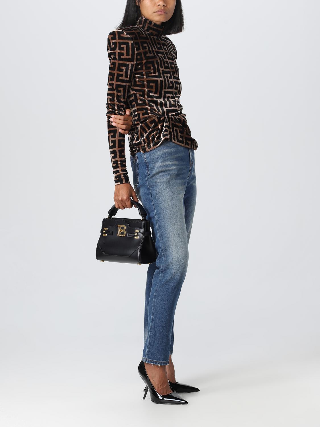 BALMAIN TOP: Balmain top in velvet, Brown - Img 2