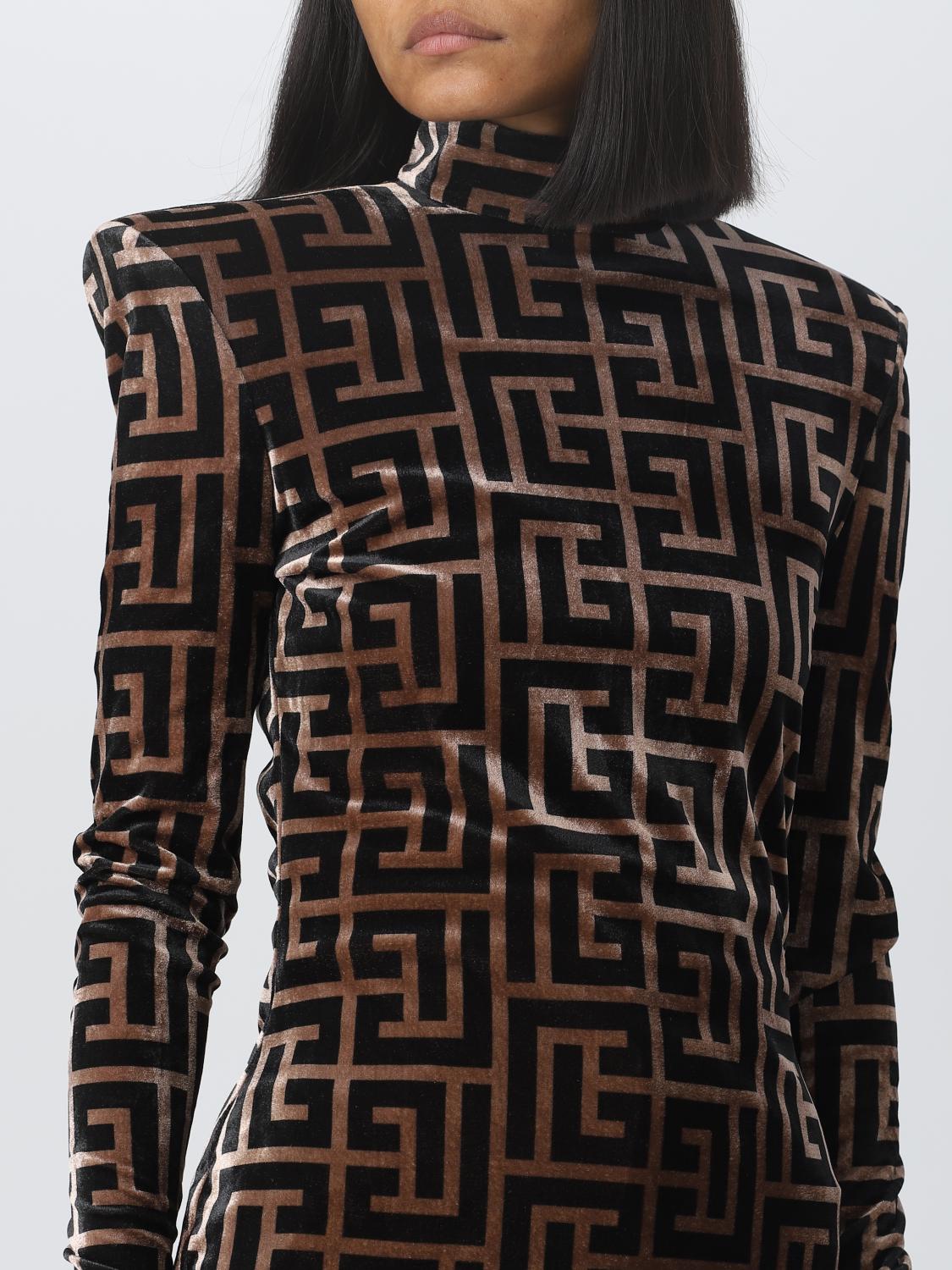BALMAIN TOP: Balmain top in velvet, Brown - Img 5