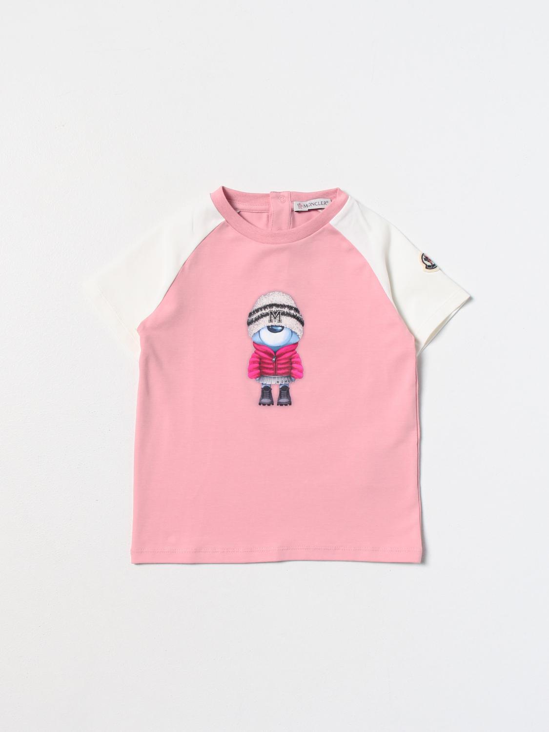 MONCLER T-SHIRT: Moncler cotton T-shirt, Pink - Img 1