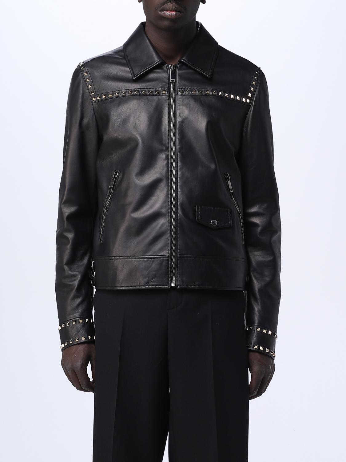Valentino leather jacket with metal studs - Black | 3V3NAA957YM
