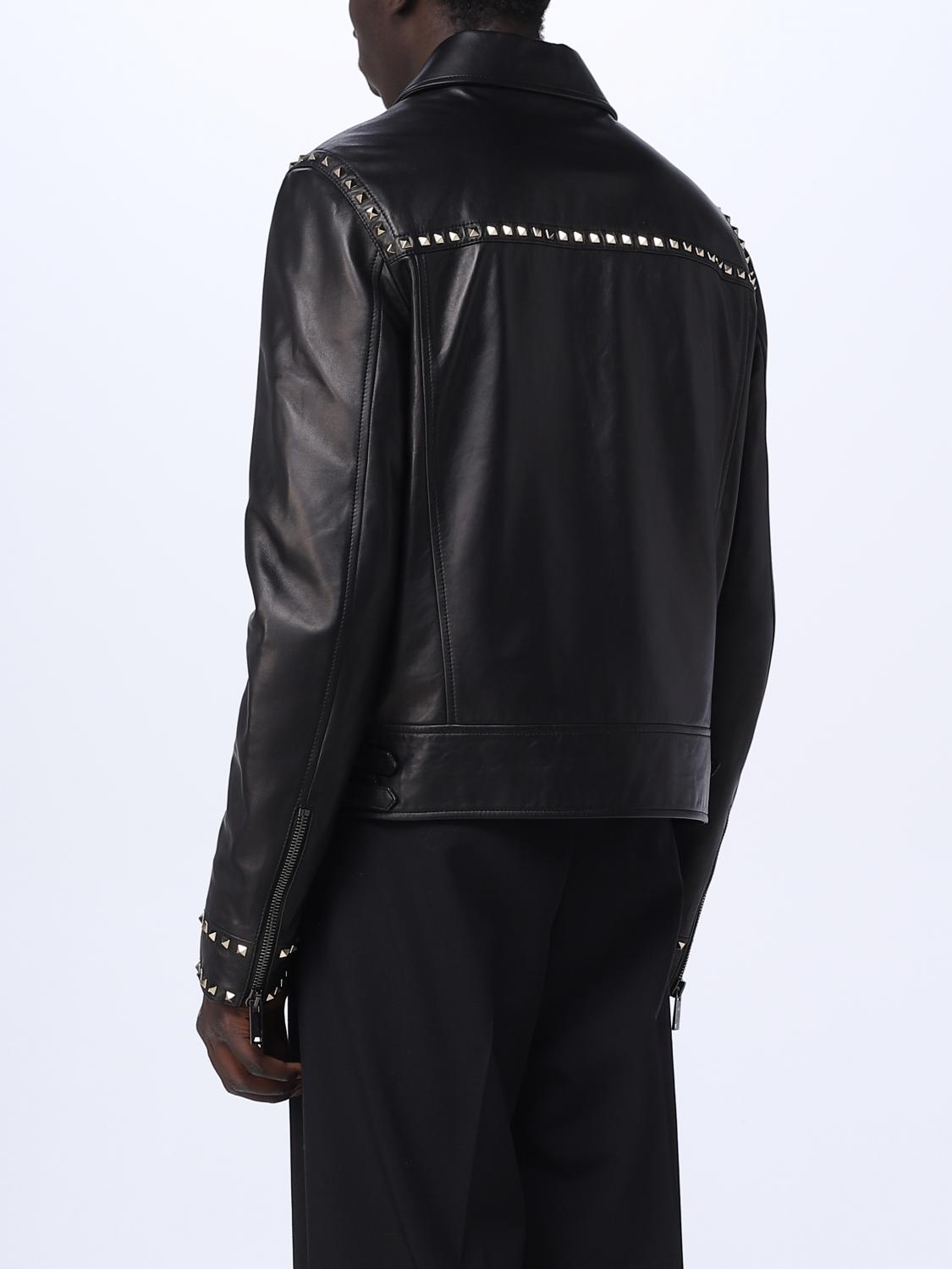 Valentino leather jacket with metal studs - Black | 3V3NAA957YM