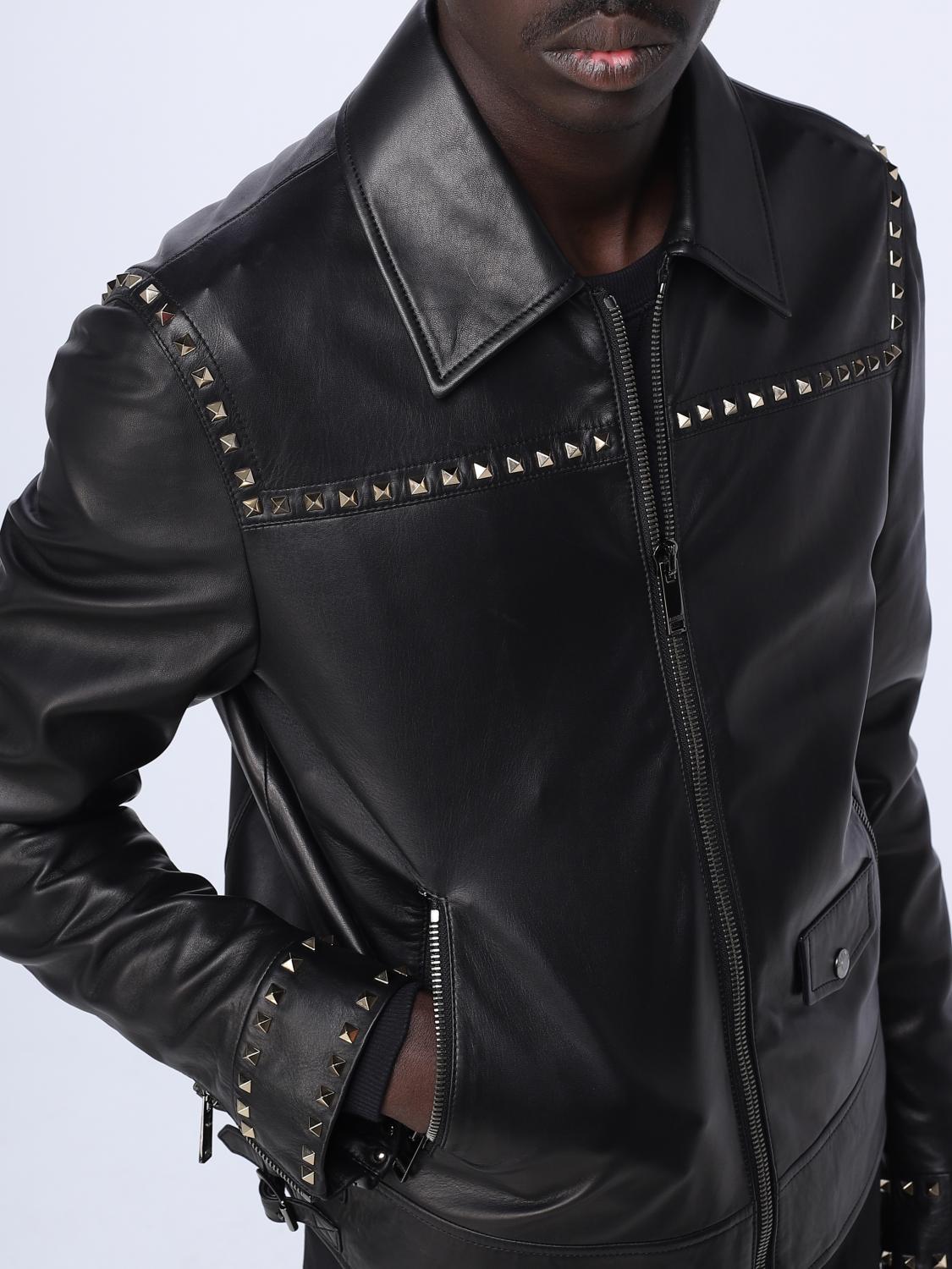 Valentino leather jacket with metal studs - Black | 3V3NAA957YM