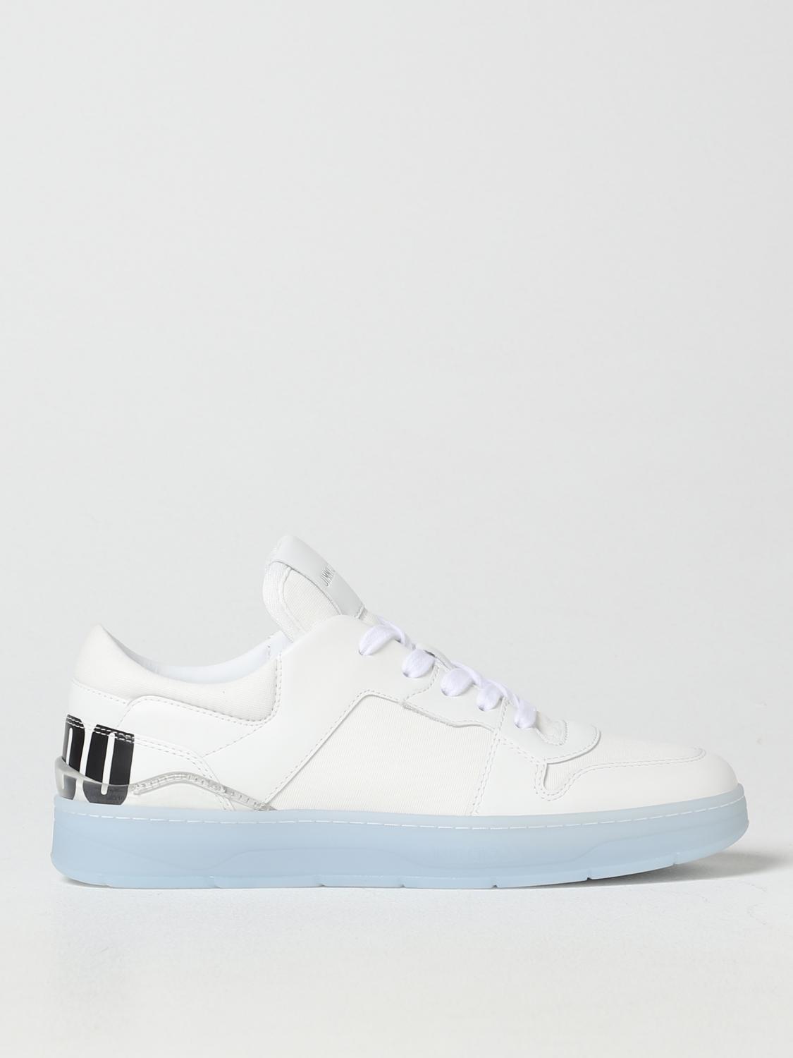 JIMMY CHOO SNEAKERS: Sneakers Florent Jimmy Choo in pelle e cotone, Bianco - Img 1