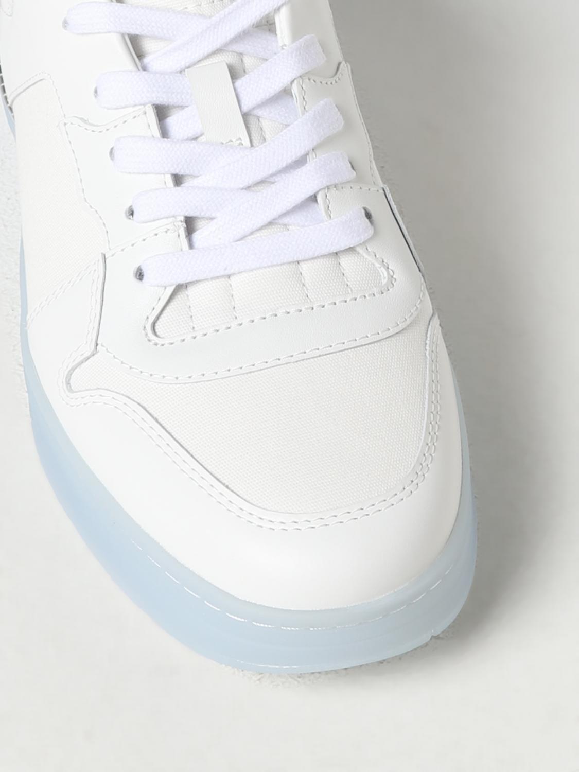 JIMMY CHOO SNEAKERS: Sneakers Florent Jimmy Choo in pelle e cotone, Bianco - Img 4