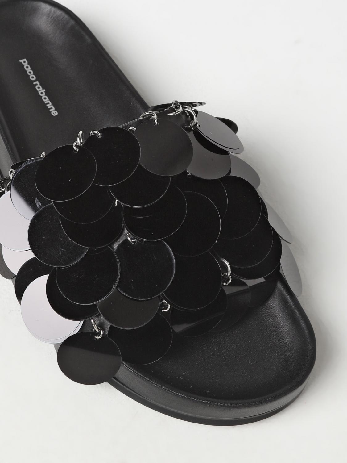 シューズ・サンダルその他 RABANNE Woman Flat sandals Black 22AHH0094EMB008 P001 Rabanne Outlet: Shoes woman Paco - Black | Rabanne flat