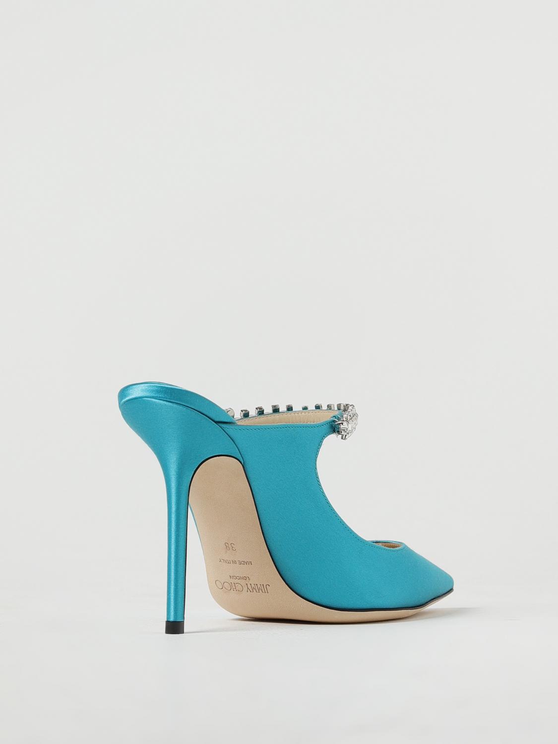 JIMMY CHOO: Bing pumps in satin with rhinestones - Peacock