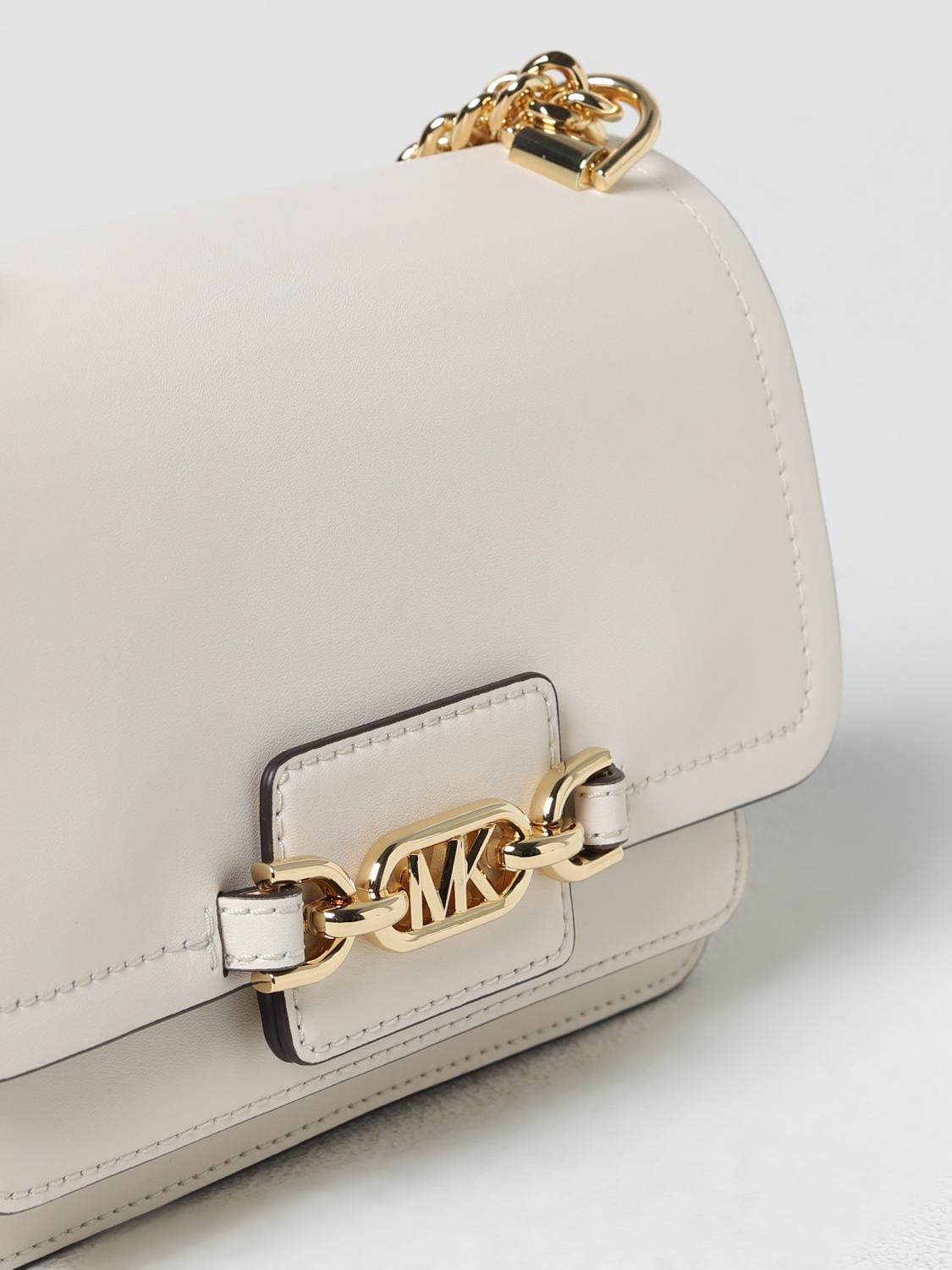 MICHAEL KORS BORSA A SPALLA: Borsa Heather Michael Kors in pelle, Bianco - Img 3
