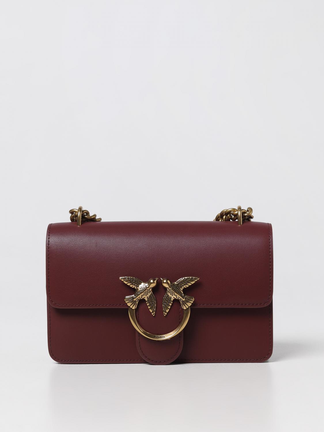PINKO BORSA MINI: Borsa Love One Pinko in pelle , Bordeaux - Img 1