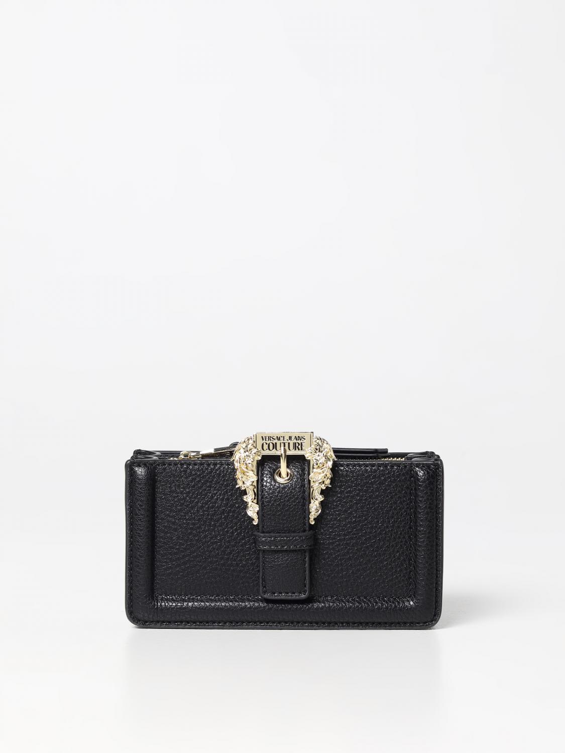 VERSACE JEANS COUTURE BORSA MINI: Borsa Versace Jeans Couture in pelle sintetica a grana con fibbia, Nero - Img 1