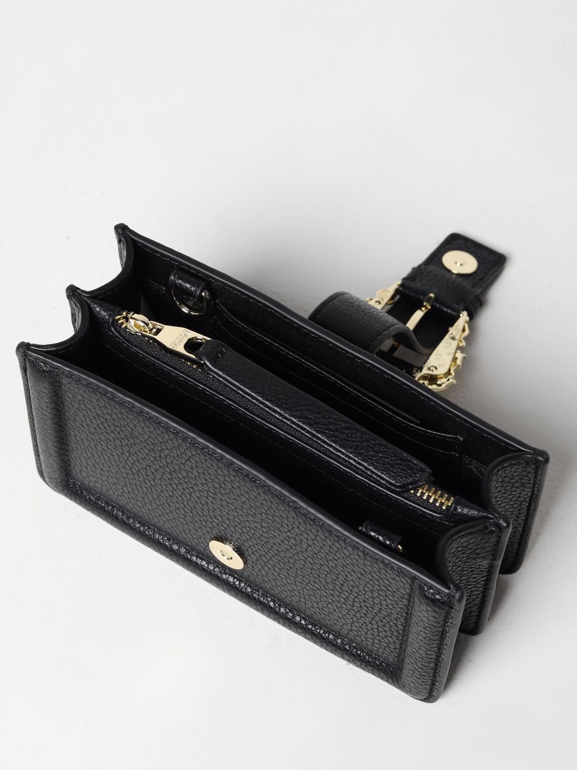 VERSACE JEANS COUTURE BORSA MINI: Borsa Versace Jeans Couture in pelle sintetica a grana con fibbia, Nero - Img 3