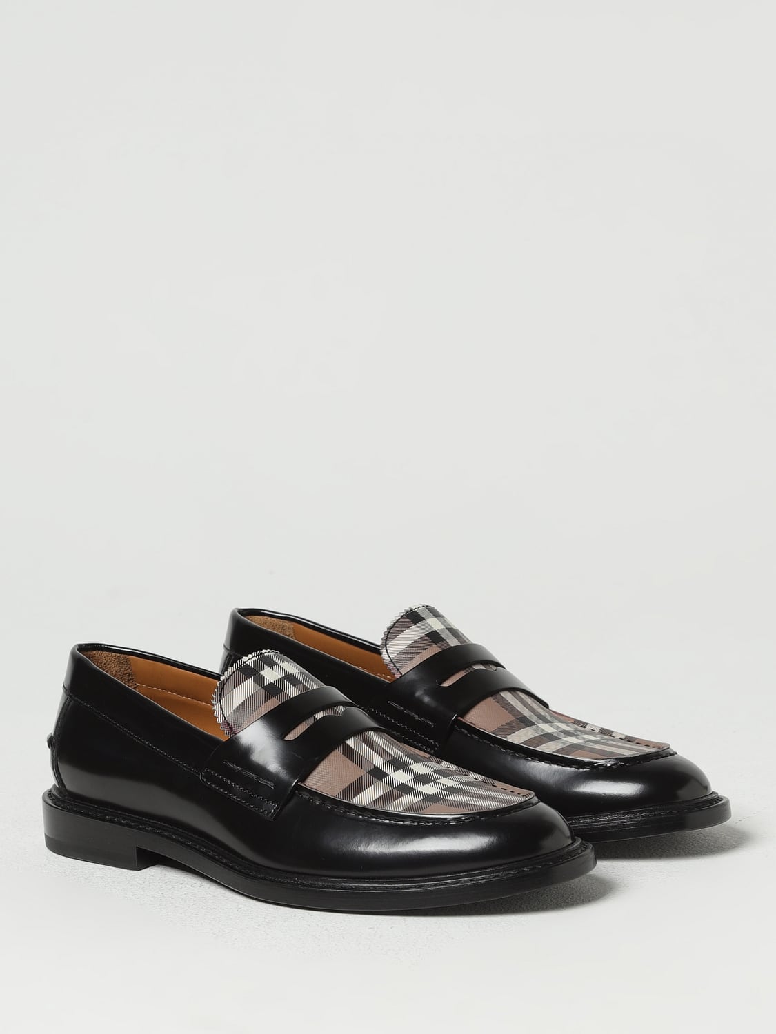 Burberry Vintage Check Panel Penny Loafers — Size 42 (Made in Italy) US 9.5 BURBERRY Vintage Check Panel Leather Penny Loafer | endource main image 3