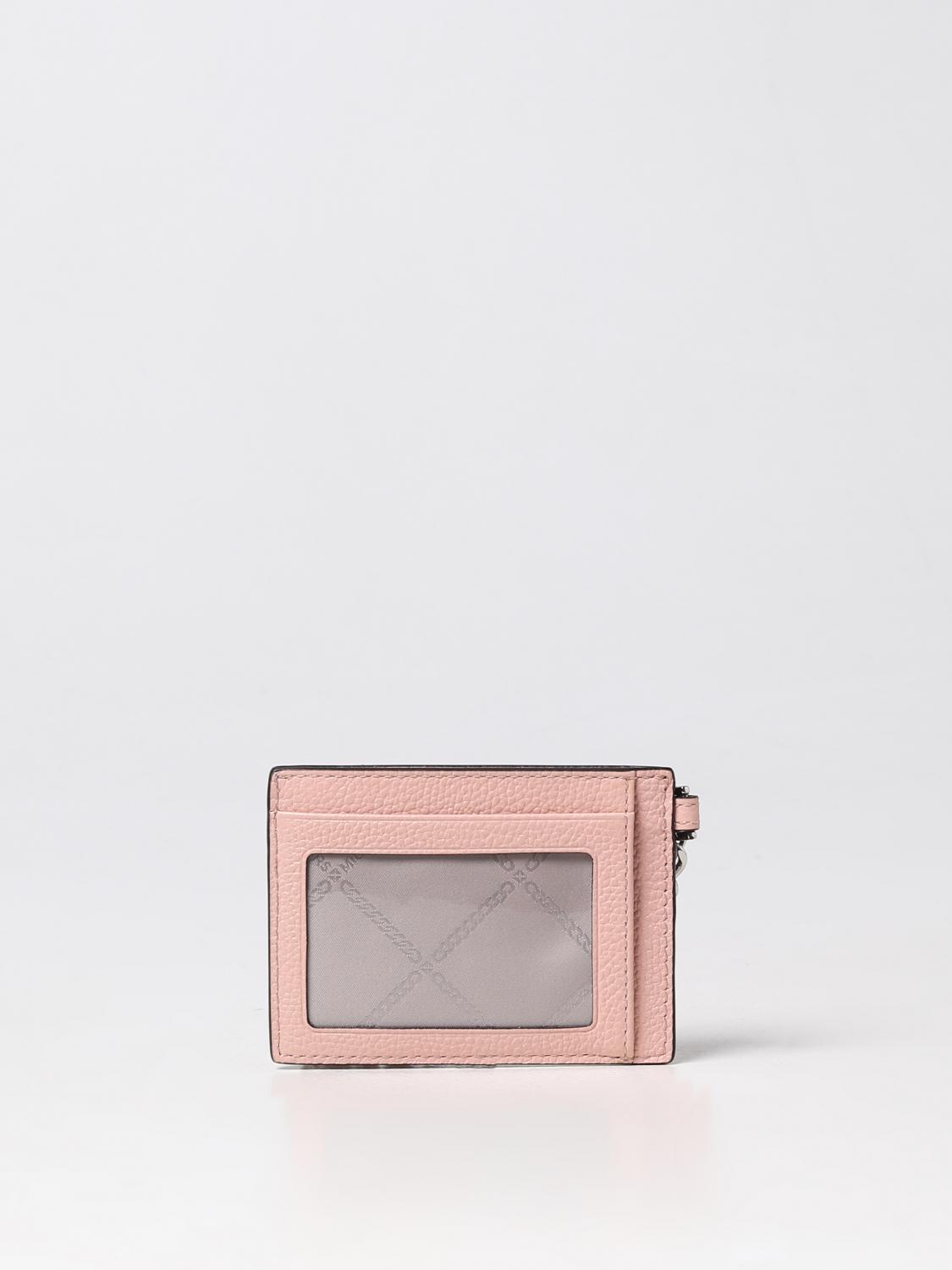 Michael Kors card holder in grained leather - Pink | 34S3ST9D5L