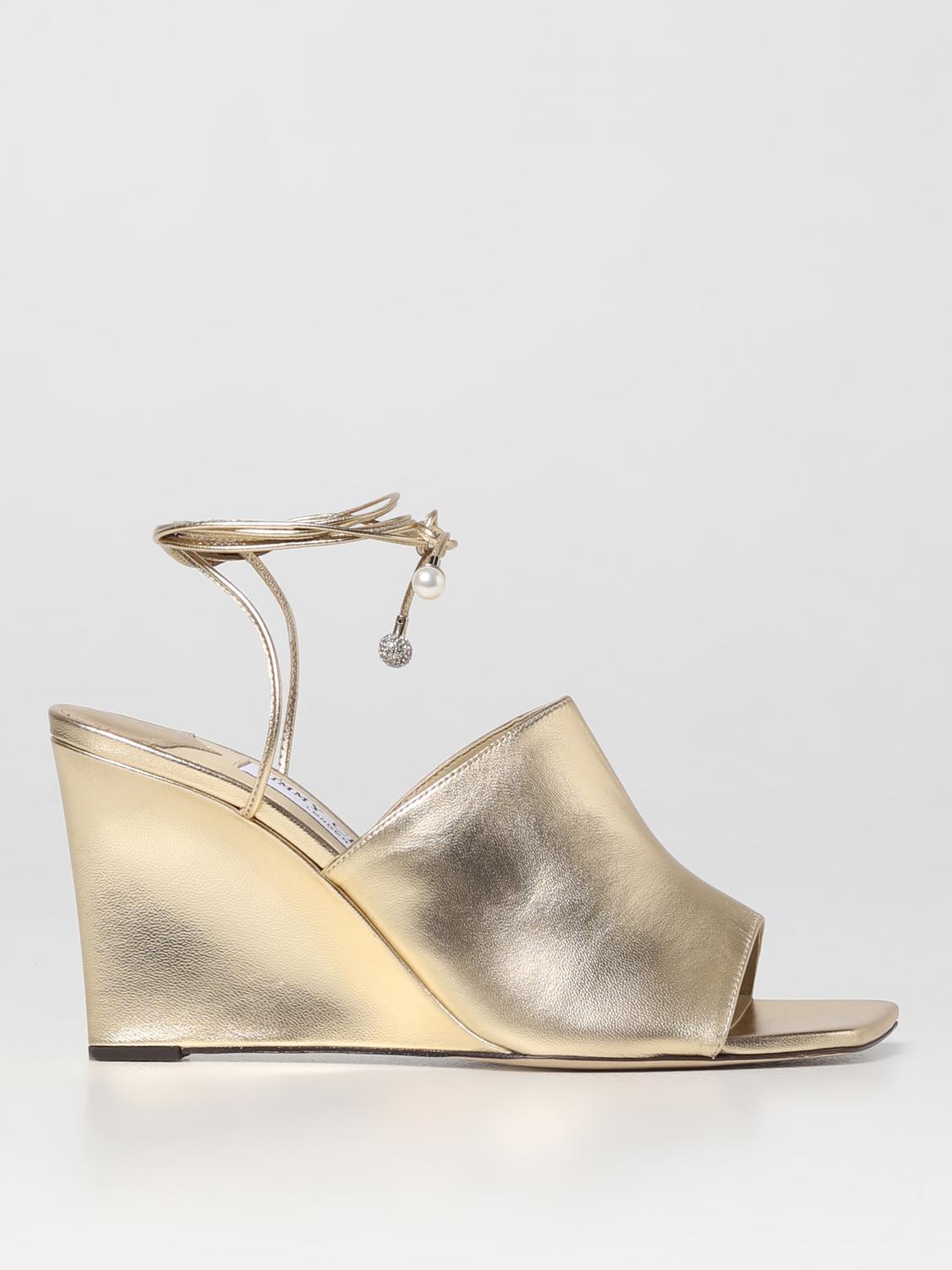 JIMMY CHOO エリナ ウェッシ サンタル ELYNA85MNA GOLD Jimmy Choo Elyna Metallic Wedge Sandals | Gold | FARFETCH