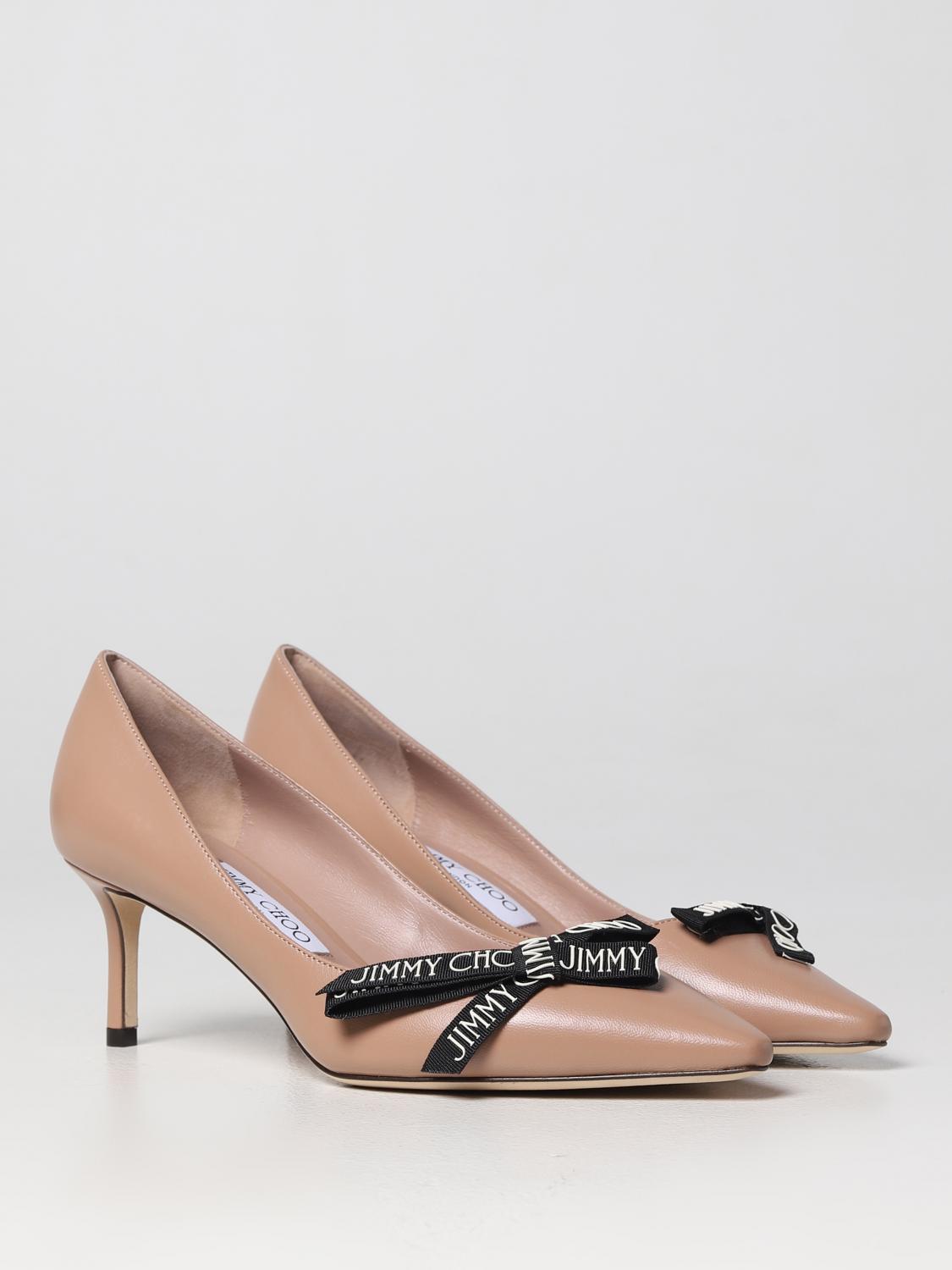 JIMMY CHOO: Romy 60 pumps in nappa with logo bow - Pink | Jimmy