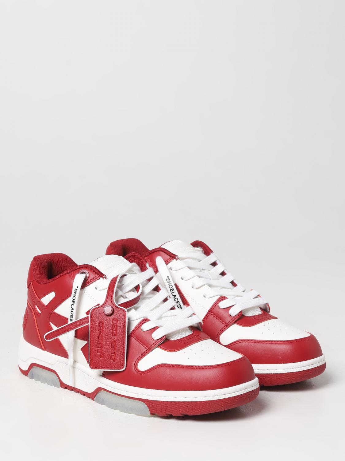 OFF-WHITE SNEAKERS: Off-White Out Of Office leather sneakers with logo, Red - Img 2