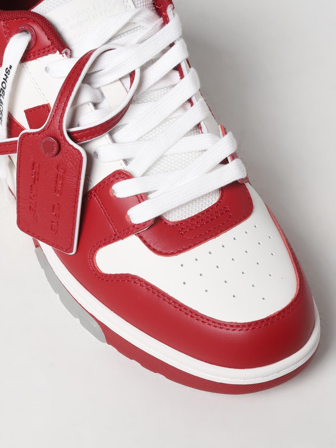 OFF-WHITE SNEAKERS: Off-White Out Of Office leather sneakers with logo, Red - Img 4